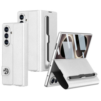 Чохол-книжка GKK Integrated Flip Leather Phone Case with Pen Slotm, Included Stylus на Samsung Galaxy Fold8 Ultra 5G — сріблястий
