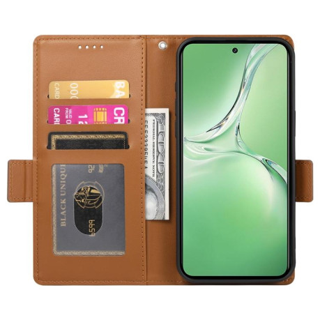 Чехол-книжка Side Buckle Magnetic Frosted Leather для OnePlus 13R/Ace 5/Ace 5 Pro - коричневый