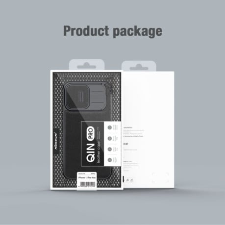 Кожаный чехол-книжка NILLKIN QIN Series Pro Plain Leather для iPhone 15 Pro Max - черный