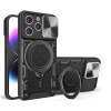 Противоударный чехол CD Texture Sliding Camshield Magnetic Holder на iPhone 15 Pro Max -черный
