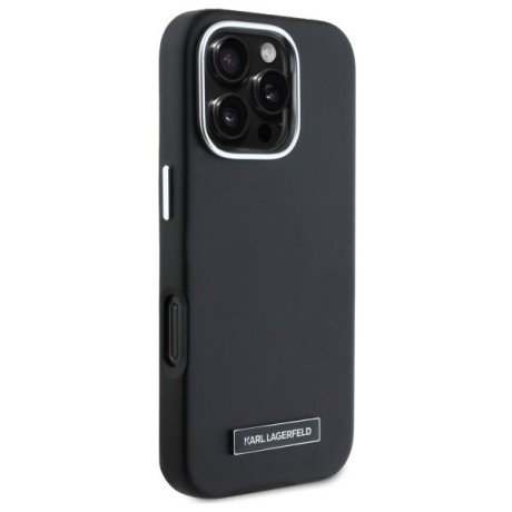 Оригинальный чехол Karl Lagerfeld FW Metal Plate MagSafe для iPhone 16 Pro - Black