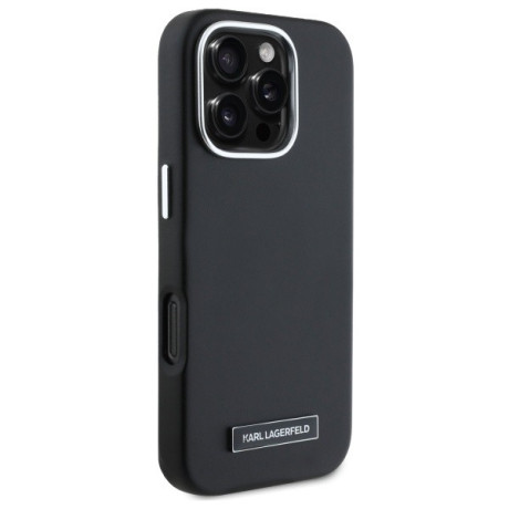 Оригинальный чехол Karl Lagerfeld FW Metal Plate MagSafe для iPhone 16 Pro Max - Black