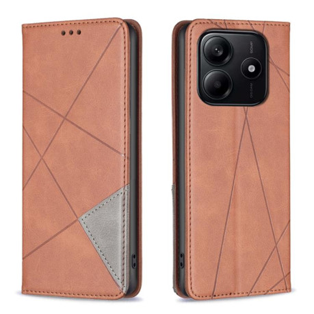 Чохол-книжка Rhombus Texture для Xiaomi Redmi Note 14 4G - коричневий