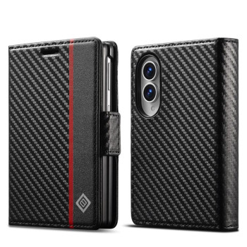 Чохол-книжка LC.IMEEKE Carbon Fiber на Samsung Galaxy Fold8 5G — вертикальний чорний