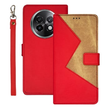 Чехол-книжка idewei Two-color Splicing для Realme 13+ 5G/13 Pro 5G/13 Pro+ - красный
