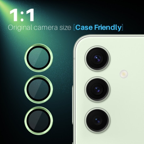 Защитное стекло NORTHJO Glitter Camera Lens Protector Tempered Glass Metal Ring на Samsung Galaxy S25 5G - зеленое