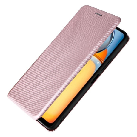 Чехол-книжка Carbon Fiber Texture на Xiaomi Redmi 13C/Poco C65 - розовый