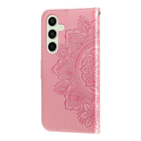 Чехол-книжка 7-petal Flowers Embossing для Samsung Galaxy S24 FE 5G - розовое золото