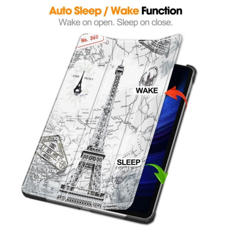 Чехол-книжка Custer Painted для Xiaomi Pad 6 / 6 Pro - Retro Eiffel Tower