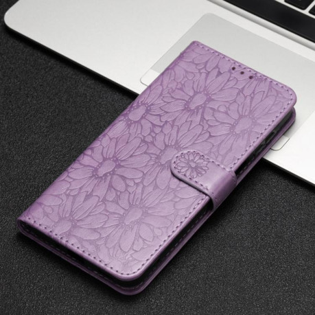 Чехол-книжка Daisy Embossed Leather для на Samsung Galaxy F16 5G / M16 5G - фиолетовый