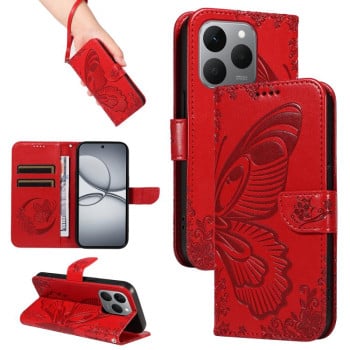 Чехол-книжка Swallowtail Butterfly Embossed Leather для Realme 15T 5G — красный