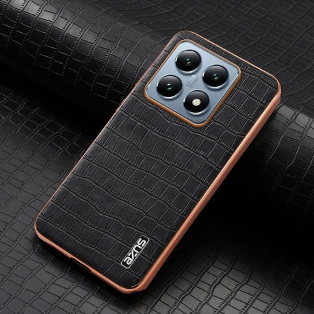 Чохол AZNS Electroplated Frame Crocodile Texture на Xiaomi 14T Pro 5G - чорний
