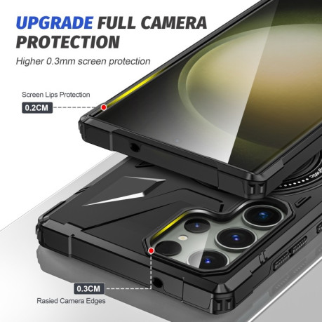 Противоударный чехол HTM MagSafe Magnetic Shockproof Phone Case with Ring Holder для Samsung Galaxy S24 Ultra 5G - черный