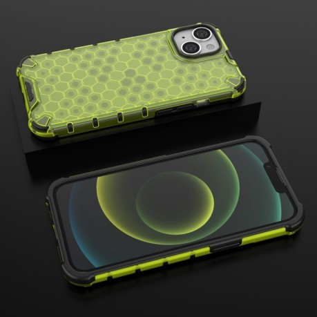 Противоударный чехол Honeycomb with Neck Lanyard для iPhone 14 - зеленый