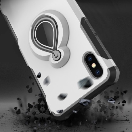 Противоударный чехол Magnetic Detachable Raindrop Shape Ring Holder на  iPhone XS Max черный