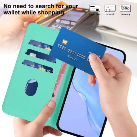 Чехол-книжка с мягким покрытием (Skin Feel) со шнурком на Xiaomi Poco M7 4G 169mm - зеленый