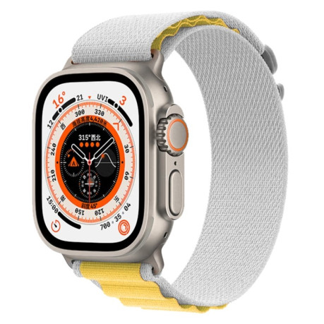 Ремешок Nylon Loop для Apple Watch Ultra 49mm - желто-серый