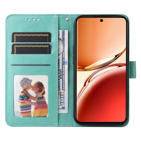 Чехол-книжка Embossed Sunflower для OPPO Reno12 F/12 FS- зеленый