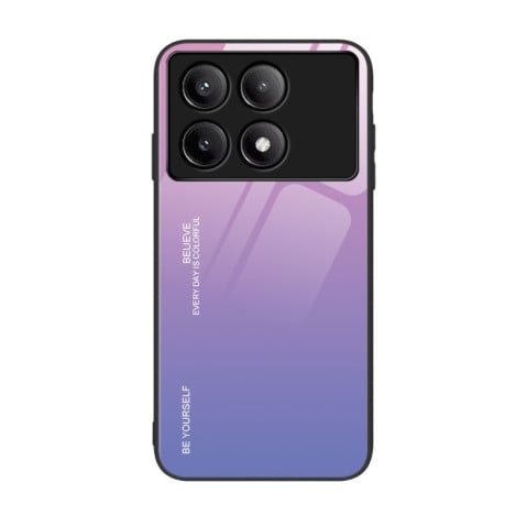 Стеклянный чехол Gradient Color для Xiaomi Poco F6 Pro - розово-фиолетовый