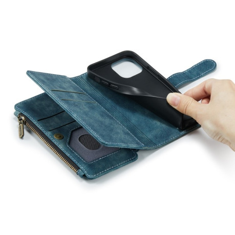 Кожаный чехол-кошелек CaseMe-C30 для iPhone 13 mini - синий