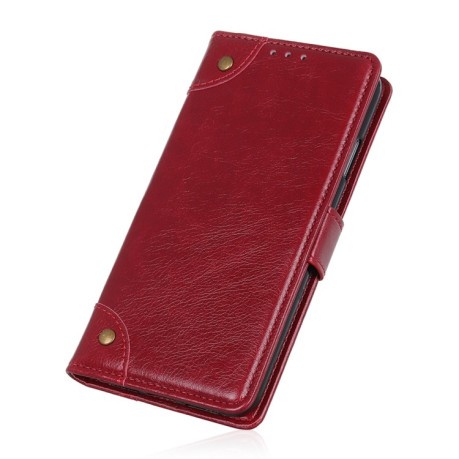 Чехол-книжка Copper Buckle Nappa Texture на Xiaomi Redmi 9A - винно-красный