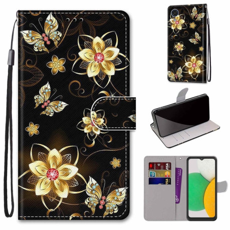Чехол-книжка Coloured Drawing Cross для Samsung Galaxy A03 Core - Gold Diamond Butterfly