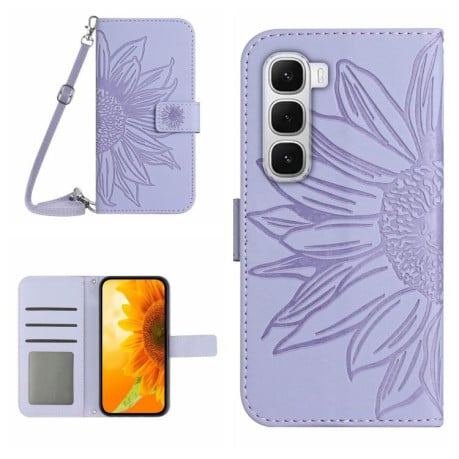 Чохол-книжка Skin Feel з малюнком соняшника Infinix Hot 60 Pro+ 4G - фіолетовий