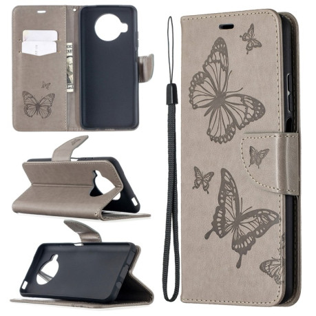 Чехол-книжка Butterflies Pattern на Xiaomi Mi 10T Lite - серый