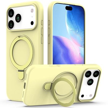 Чохол Escase з рідкого силікону з кільцем і MagSafe на iPhone 18 Pro Max / 17 Pro Max — жовтий