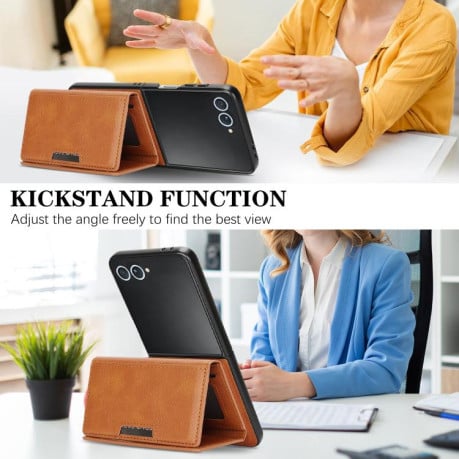 Чохол-книжка Kalebol Strong з MagSafe Tri-Fold з кишенькою для карт на Samsung Galaxy Filp 7 - коричневий