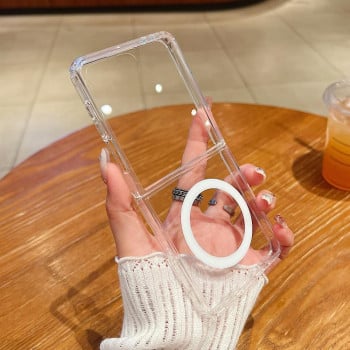 Прозрачный гибридный чехол: акрил + TPU-бампер с MagSafe на Samsung Galaxy Flip7 5G