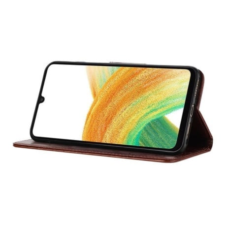 Чехол-книжка Butterfly Flower Pattern для Samsung Galaxy A55 - коричневый
