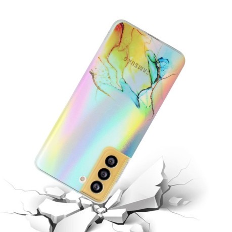 Противоударный чехол Laser Marble Pattern для Samsung Galaxy S22 5G - желтый