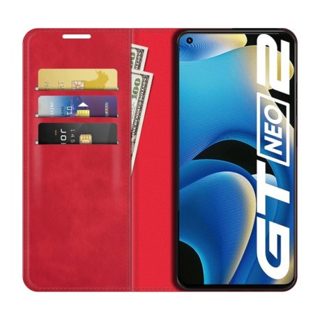Чехол-книжка Retro-skin Business Magnetic на Realme GT NEO 3T/GT 2/ GT Neo 2 - красный