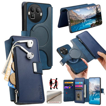 Чохол-книжка CaseNeo MagSafe RFID Anti-theft Zipper Wallet Retro Leather на Realme GT 8 Pro Global — синій