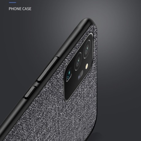 Противоударный чехол Cloth Texture на Samsung Galaxy S21 Ultra - черный