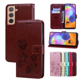 Чохол-книжка Rose Embossed для Samsung Galaxy S22 5G - коричневий