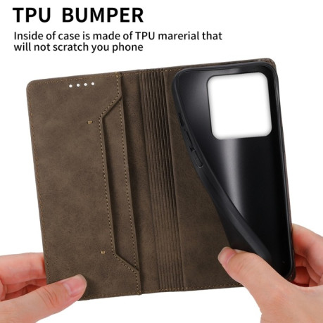 Чохол-книжка Business Solid Color Magnetic RFID Leather на Xiaomi 14T Pro - коричневий