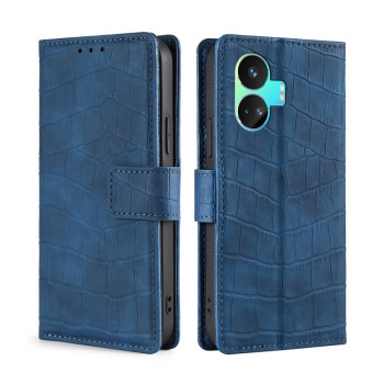 Чохол-книжка з м'яким покриттям (Skin Feel), фактура крокодил (Crocodile Texture) на Realme GT Neo5 SE - синій