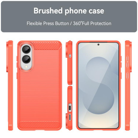 Противоударный чехол Brushed Texture Carbon Fiber на Samsung Galaxy S25 Edge 5G - красный