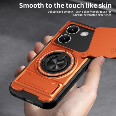 Ударостійкий чохол Lens Sliding Window Multifunctional Magnetic Shockproof зі шторкою камери для Xiaomi Poco X8 Pro 5G — чорний