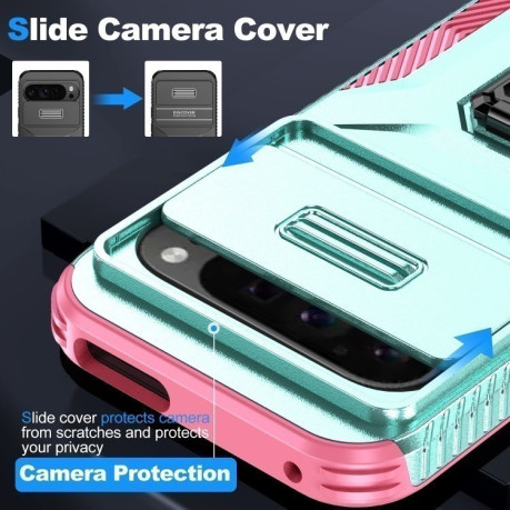 Протиударний чохол Sliding Camshield для Google Pixel 9 Pro XL - Grey Green + Pink