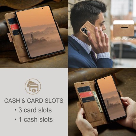 Чехол-книжка CaseMe-013 Multifunctional на Samsung Galaxy Fold 7 - коричневый