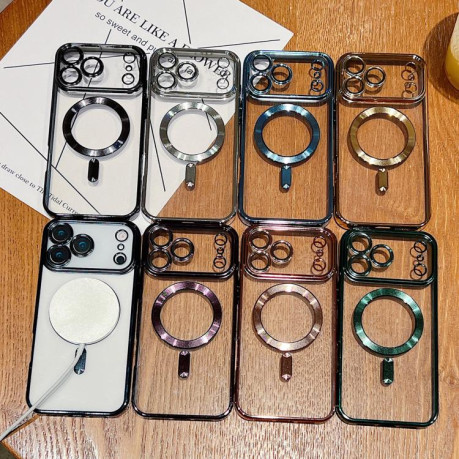 Противоударный чехол Electroplating (Magsafe) на iPhone 17 Pro Max — серебристый