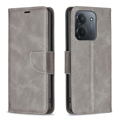 Чехол-книжка Lambskin Texture Pure Color на Xiaomi Redmi 15C 5G/4G EU 173mm/Poco C85 5G - серый