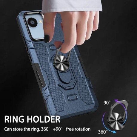 Противоударный чехол Ring Holder Armor Hybrid для Realme C30 4G - синий