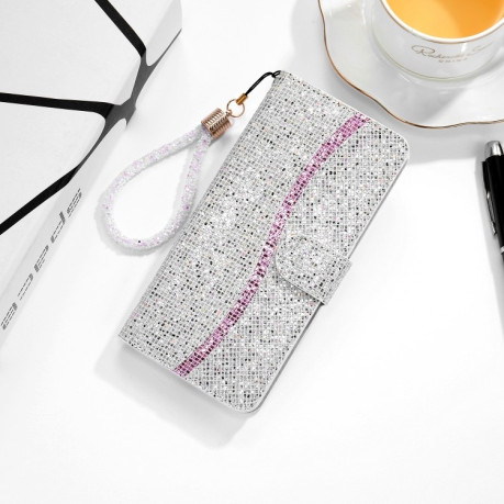 Чохол-книжка Glitter Powder для Samsung Galaxy A03s - сріблястий