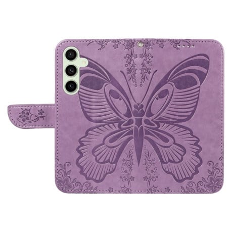 Чехол-книжка Swallowtail Butterfly Embossed Leather для Samsung Galaxy S24 FE 5G - фиолетовый