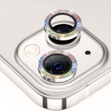 Захисне скло на камеру для ENKAY Hat-Prince Glitter Rear Lens Aluminium для iPhone 15/15 Plus - різнокольорове