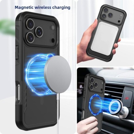Противоударный чехол Kalebol 2 in 1 Matte с MagSafe на iPhone 17 Pro - черный
